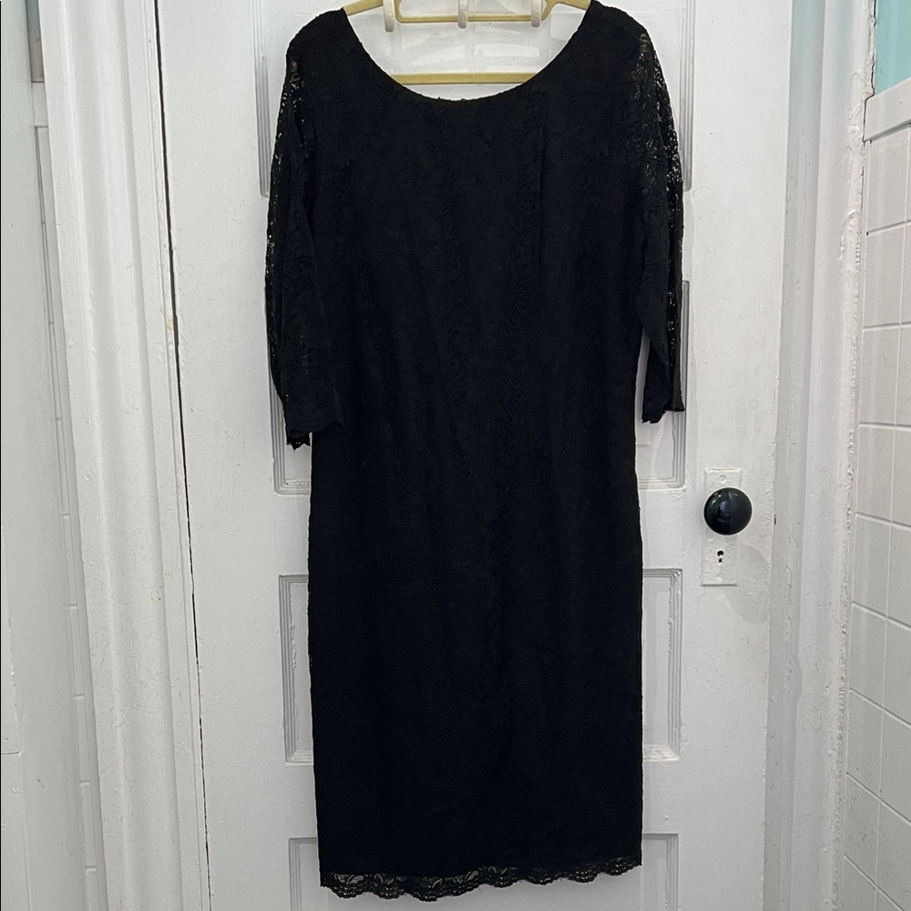 Banana Republic Black Lace 3/4 Sleeve Sheath Dress Size 12